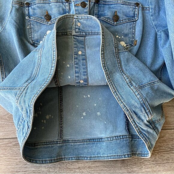 Royal Bones Paint Splatter Stretch Trucker Denim Jean  Jacket - Picture 9 of 15